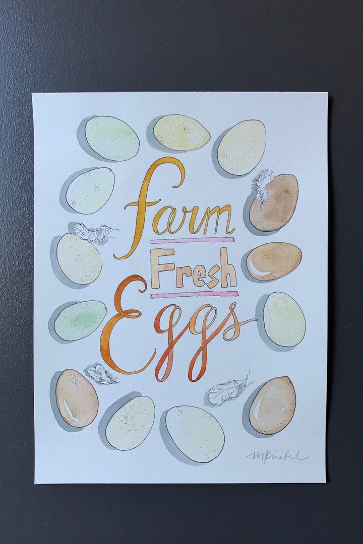 Farm Fresh Eggs Original Watercolor Painting