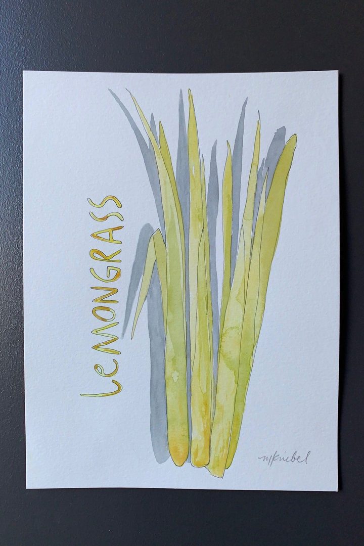 Lemongrass Stalk Original Watercolor Painting