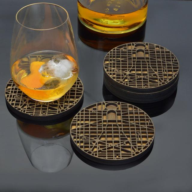 Downtown Grid Wood Coasters (Set of 5)