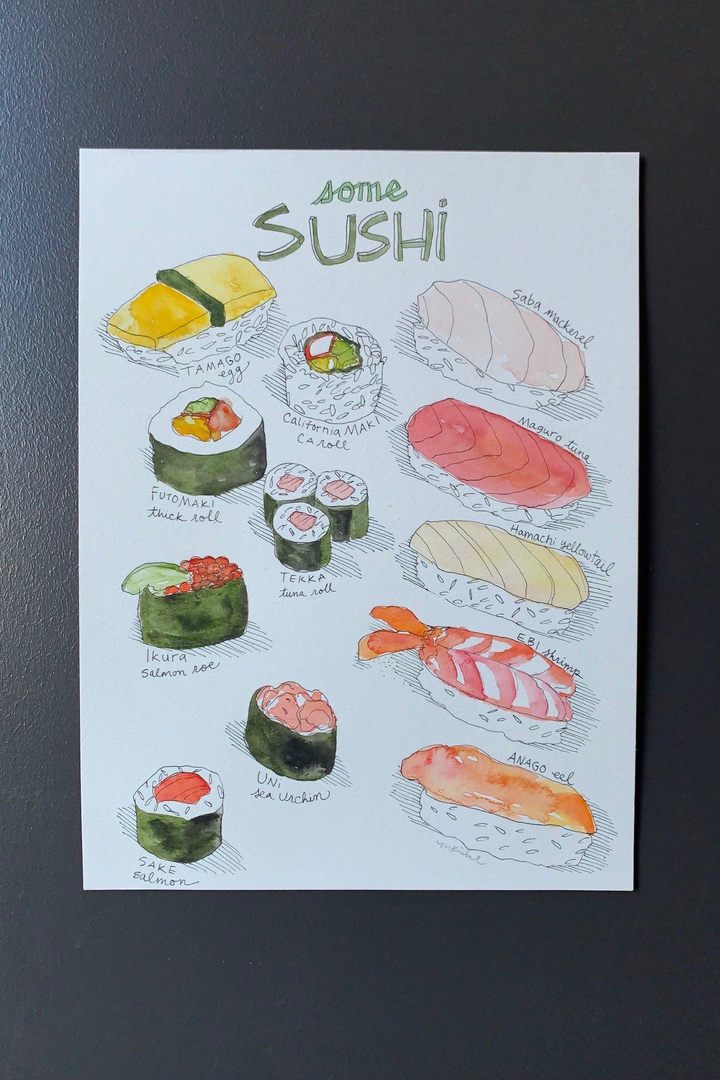 Some Sushi Original Watercolor Painting