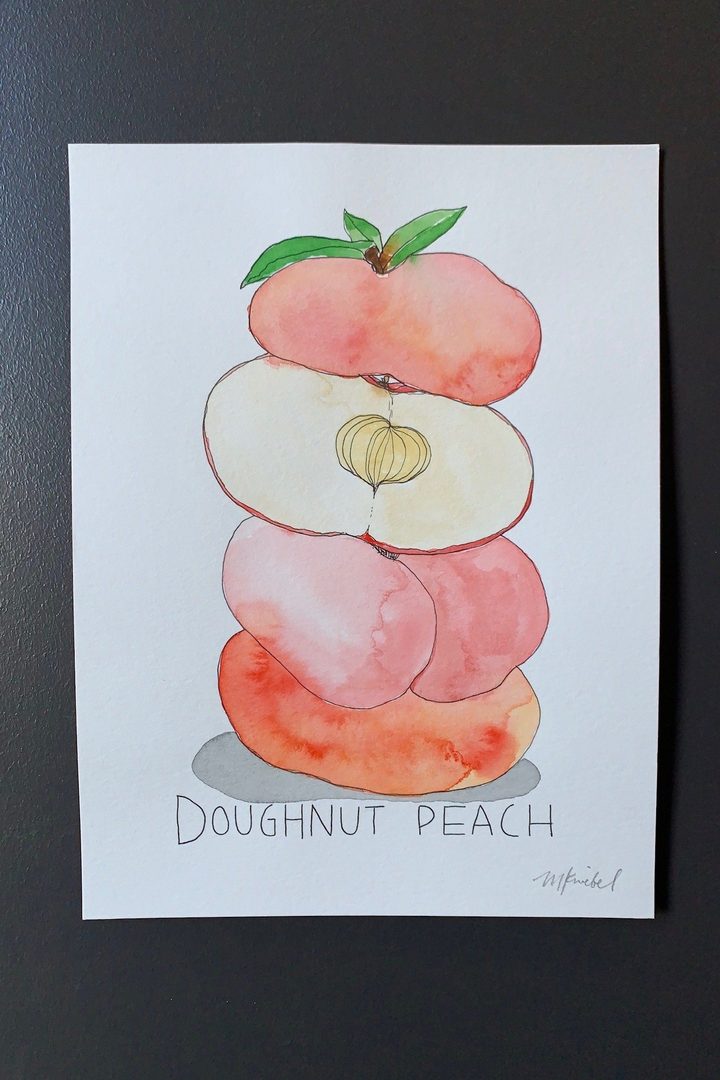 Doughnut Peach Original Watercolor Painting