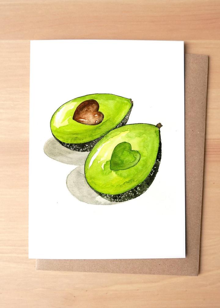 Avocado Heart Greeting Card + Envelope