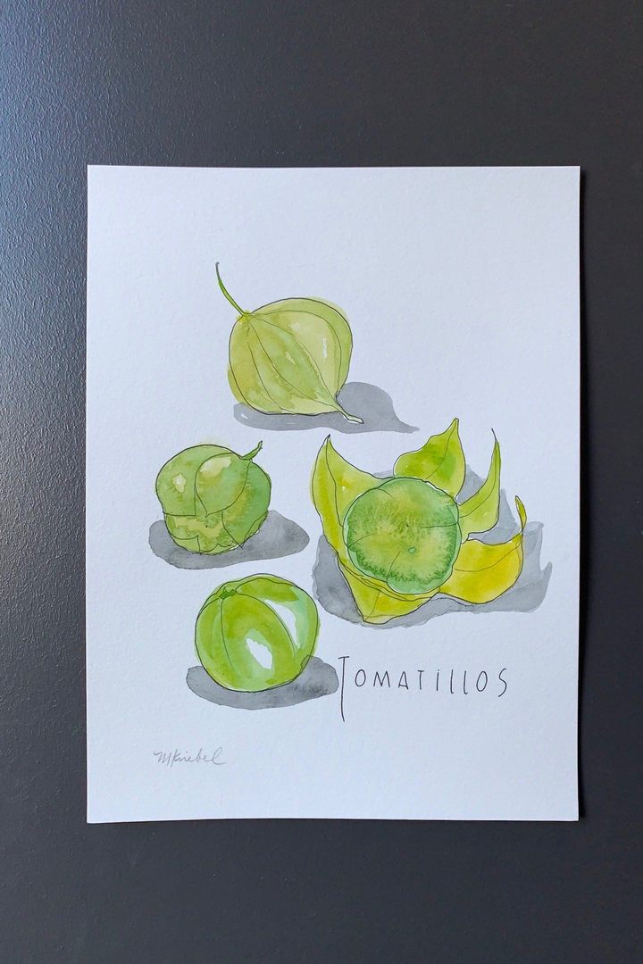Tomatillos Original Watercolor Painting