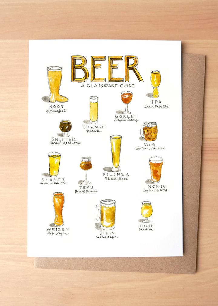 Types of Beer Glassware Greeting Card + Envelope