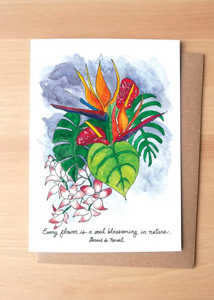 Bird of Paradise Flowers Greeting Card + Envelope
