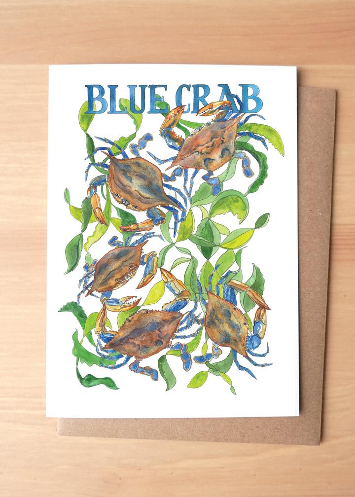Blue Crab Greeting Card + Envelope