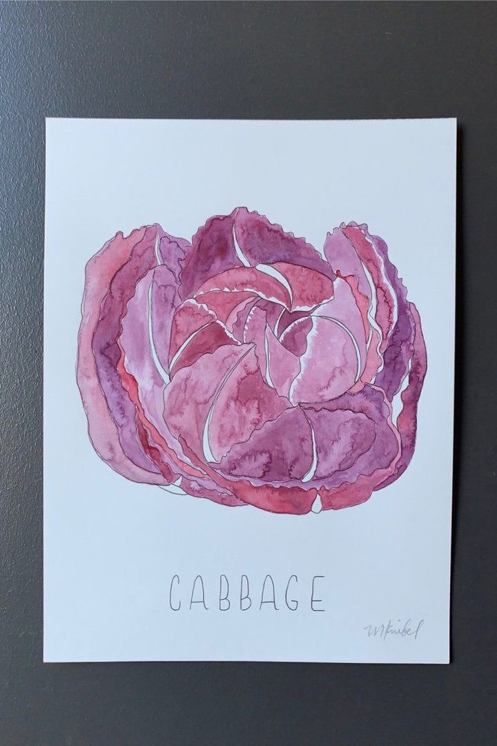 Purple Cabbage Original Watercolor Painting