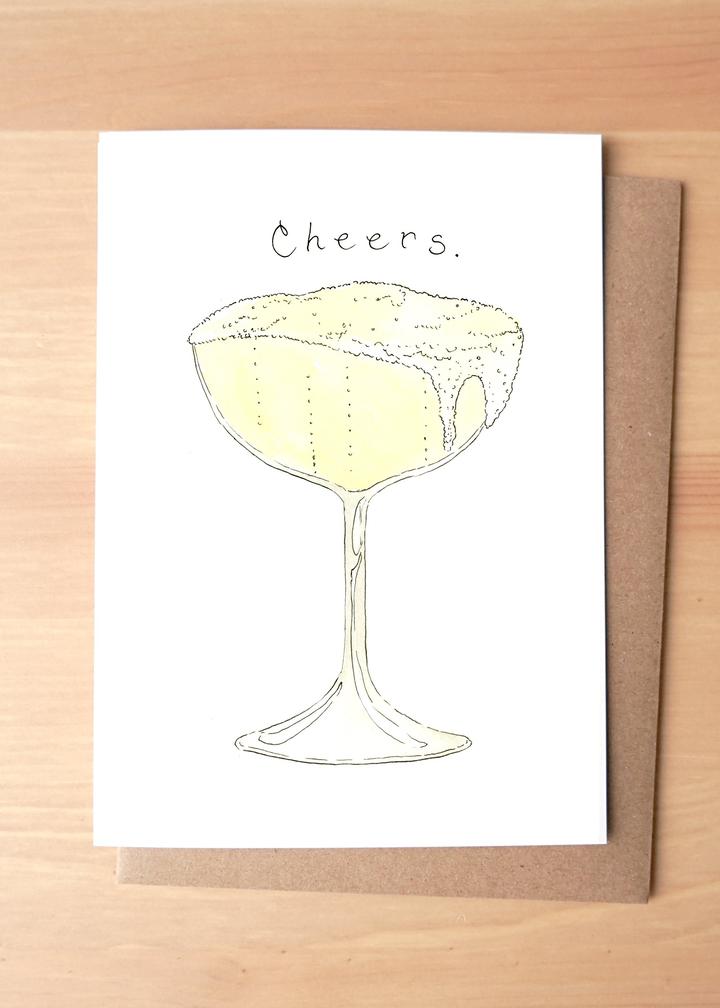 Cheers! Sparkling Champagne Greeting Card + Envelope