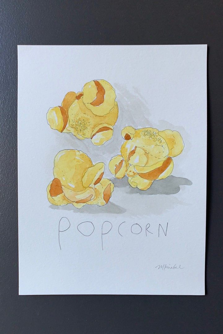 Popped Popcorn Original Watercolor Painting