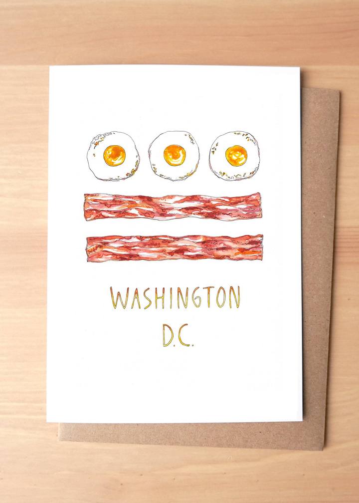 Washington, DC Breakfast Flag Greeting Card + Envelope