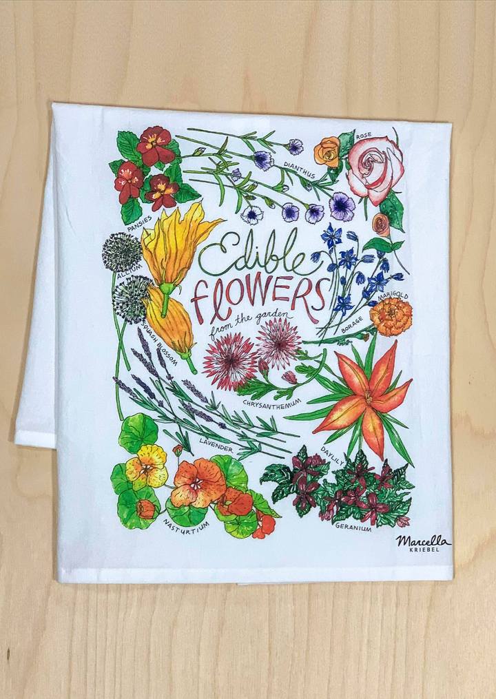 Edible Flowers Kitchen Towel