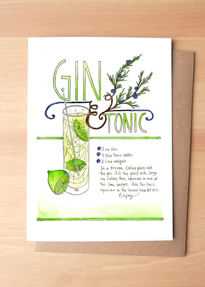 Gin and Tonic Greeting Card + Envelope