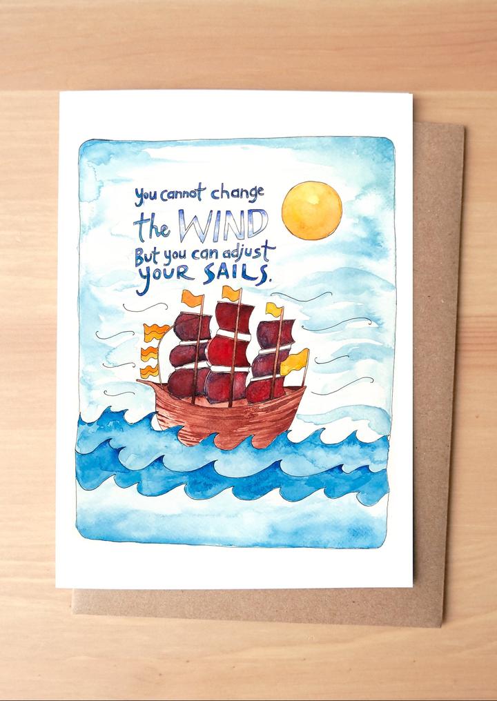 Adjust Your Sails Greeting Card + Envelope