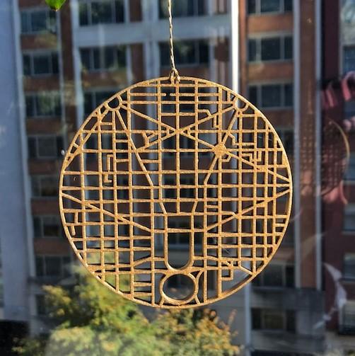 DC Map Round Laser-Cut Wood Ornaments
