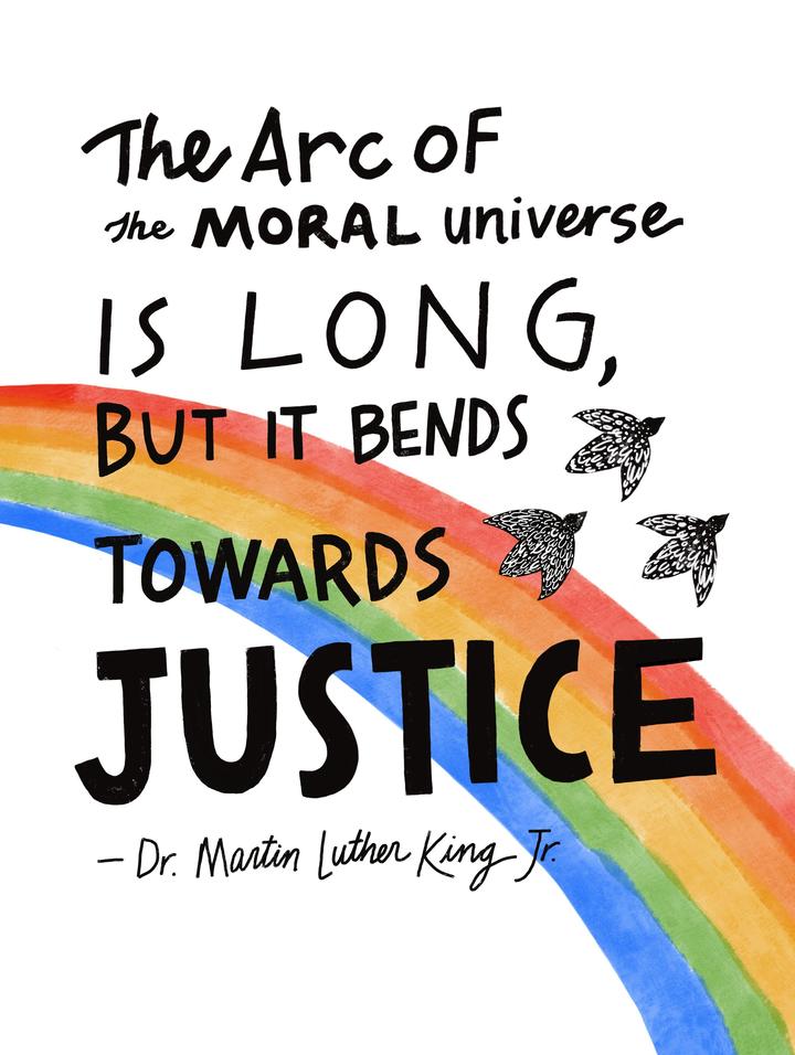 The Arc of the Moral Universe Quote by Martin Luther King Jr. Watercolor Art Print