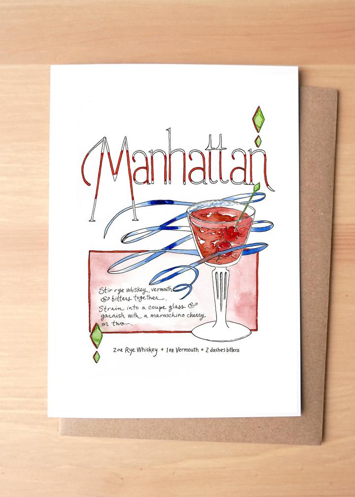 Manhattan Drink Greeting Card + Envelope
