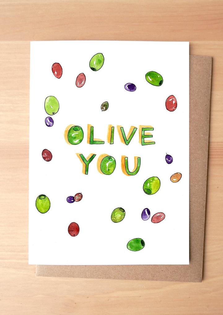 Olive You Greeting Card + Envelope