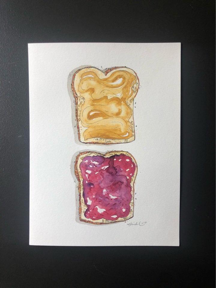 Peanut Butter and Jelly Original Watercolor Painting