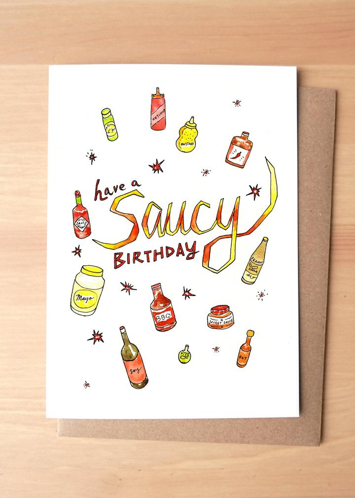 Have a Saucy Birthday Greeting Card + Envelope
