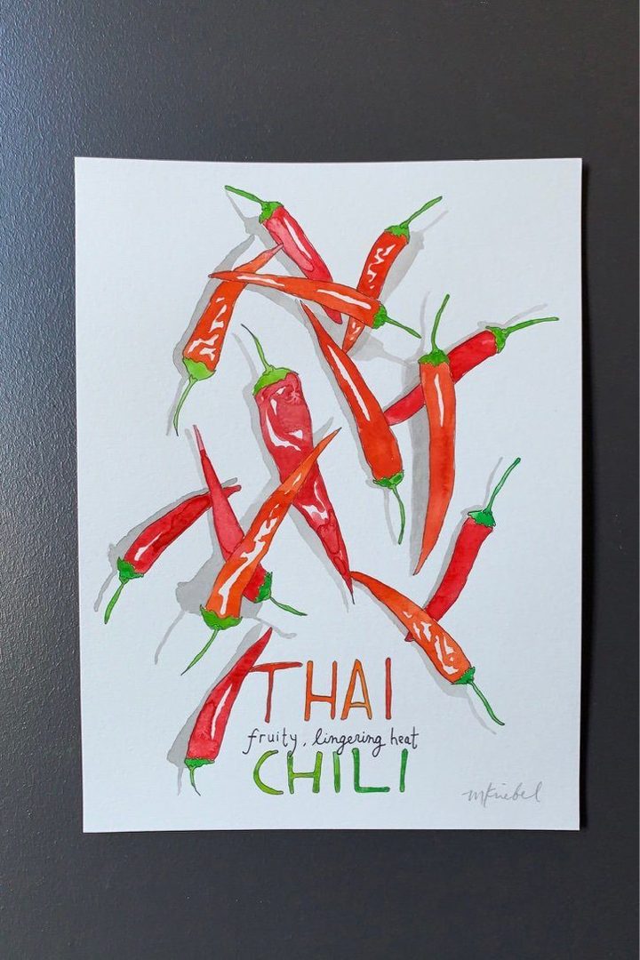Thai Chili Original Watercolor Painting