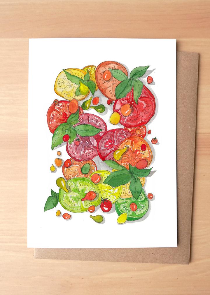Heirloom Tomatoes and Basil Greeting Card + Envelope