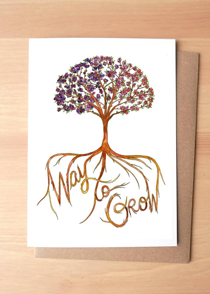 Way To Grow Quote Greeting Card + Envelope