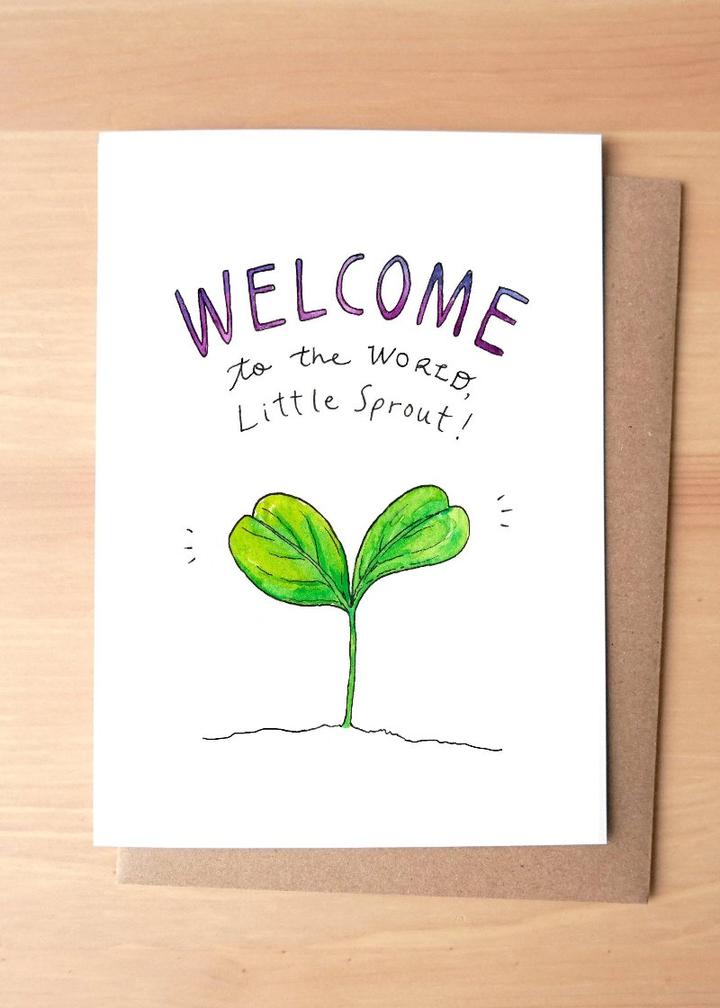 Welcome to the World Little Sprout Greeting Card + Envelope