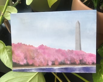Washington, DC - Monument - Cherry Blossoms - Greeting Cards