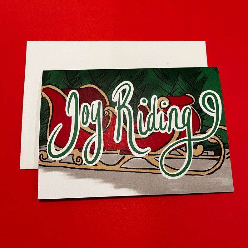Joy Riding - Christmas Sleigh Card - Christmas Card - Holiday Card