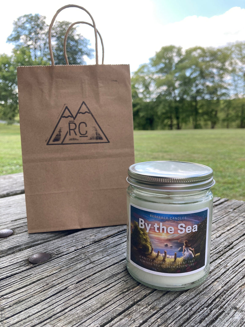 By the Sea Crackling Wick Candle Handmade - 9 oz Ocean Rose Scented