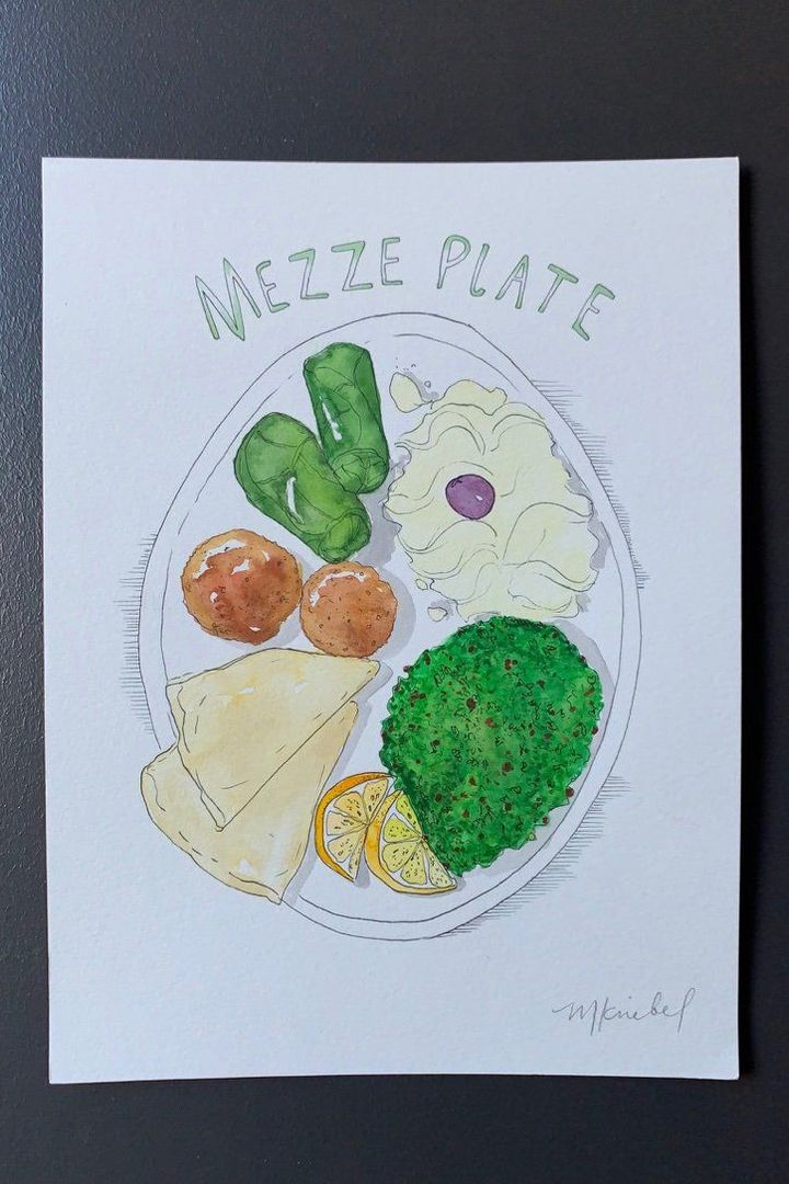 Mezze Plate Original Watercolor Painting