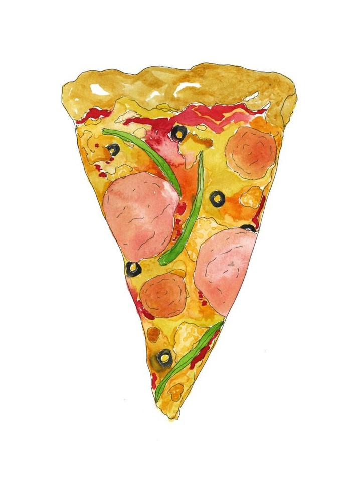 Pizza Slice Watercolor Art Print
