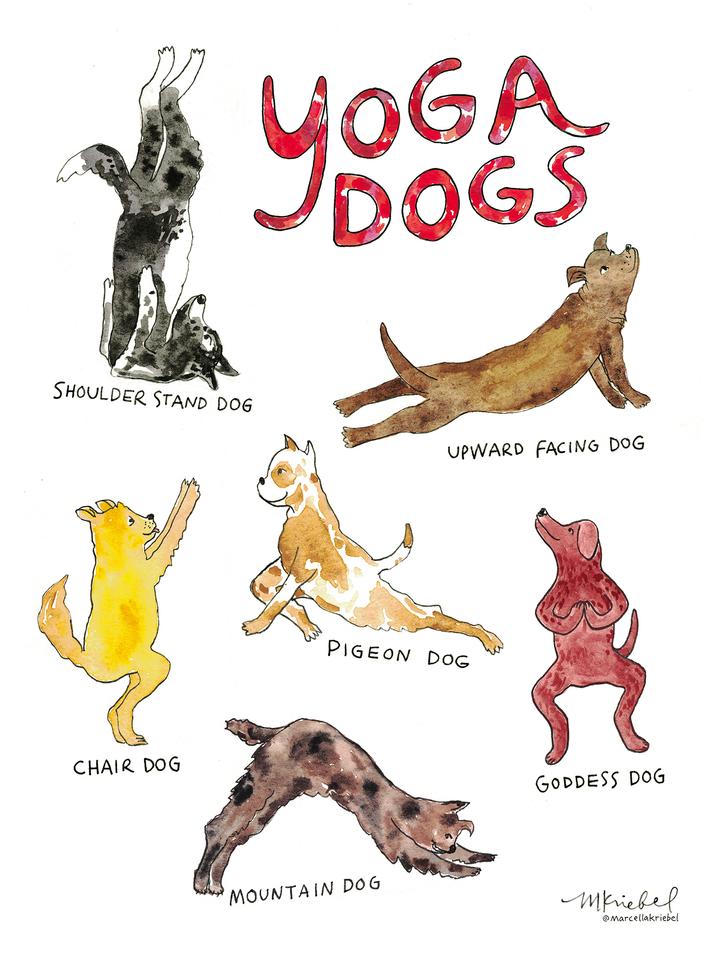 Yoga Dogs 🐶 Watercolor Art Print